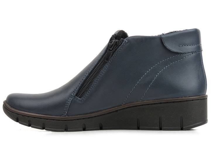 Skórzane botki damskie na suwak - HELIOS Komfort 545, granatowe