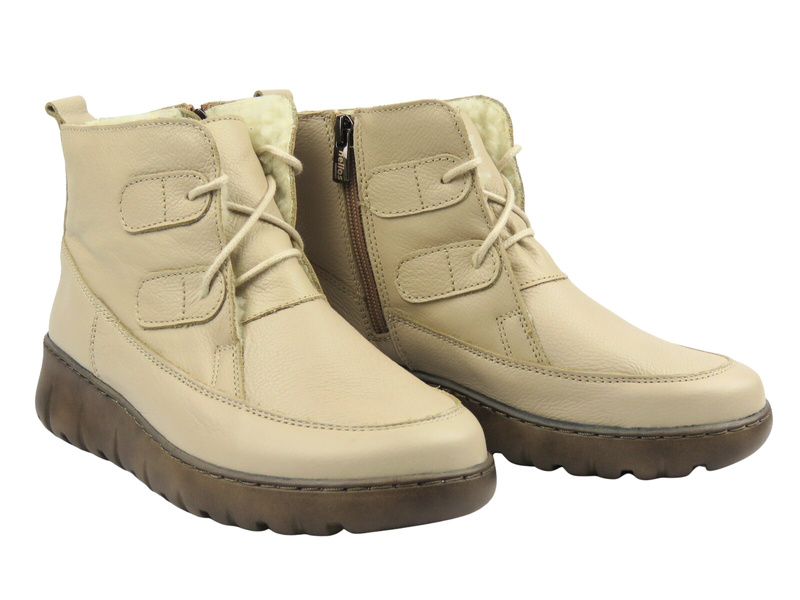 Wygodne botki damskie Helios Komfort 795, ecru