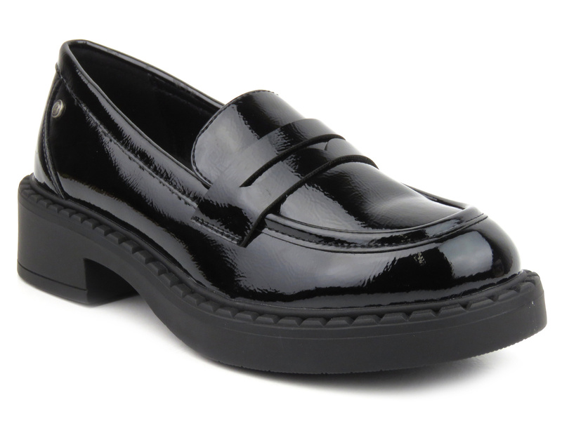 Półbuty, loafersy damskie lakierowane - Potocki 23-12174, czarne 