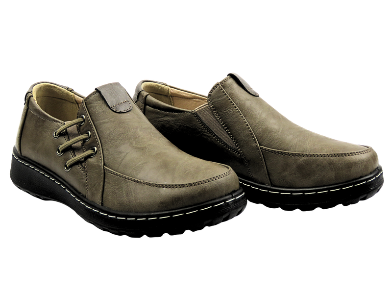 Wsuwane półbuty damskie khaki Potocki 25-90353