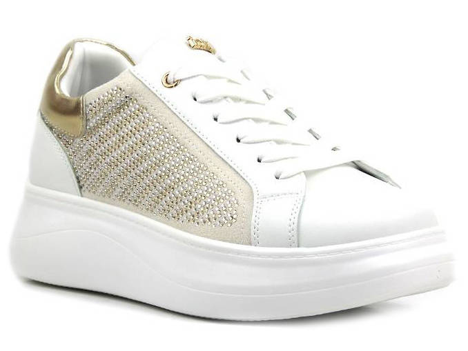 Białe sneakersy damskie na platformie - INBLU IN001297