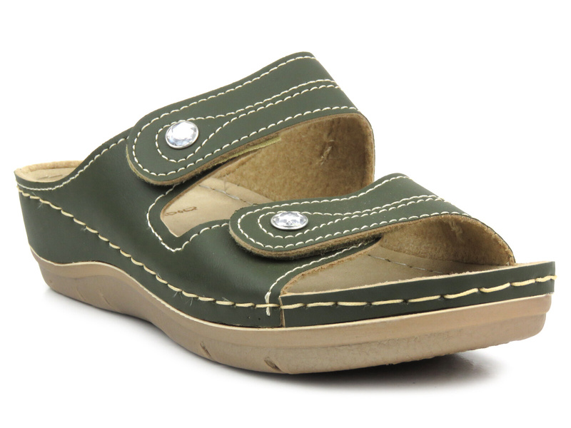 Wygodne klapki damskie INBLU MALVA, ciemnozielone