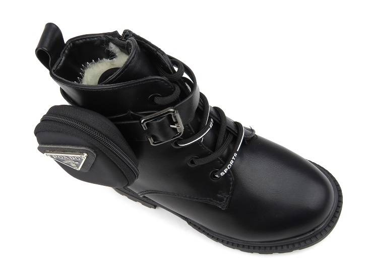 Ciepłe botki, trapery dziecięce z wełną - MISS E 5252, czarne