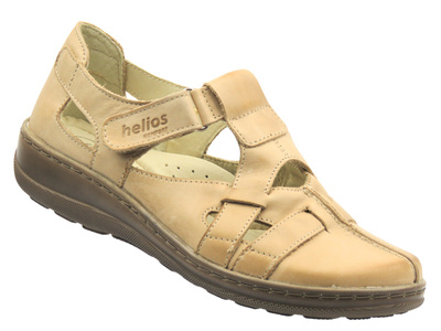 Skórzane półbuty damskie wiosenne jasnobeżowe Helios Komfort 423
