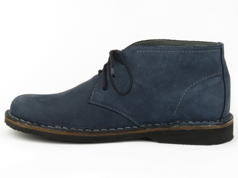 Skórzane, nieocieplane trzewiki męskie na cały rok - Helios Komfort 885, granatowe