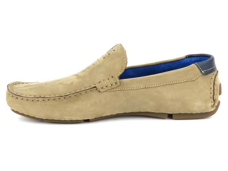 Mokasyny męskie skórzane - Badura 3153, beżowe