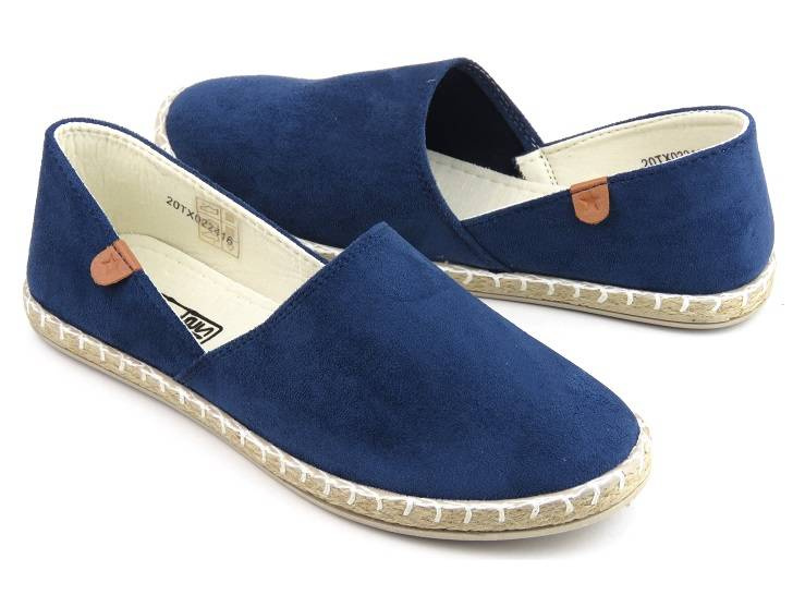 Espadryle damskie z wyciętą cholewką - N.E.W.S. 20TX02-2416, granatowe