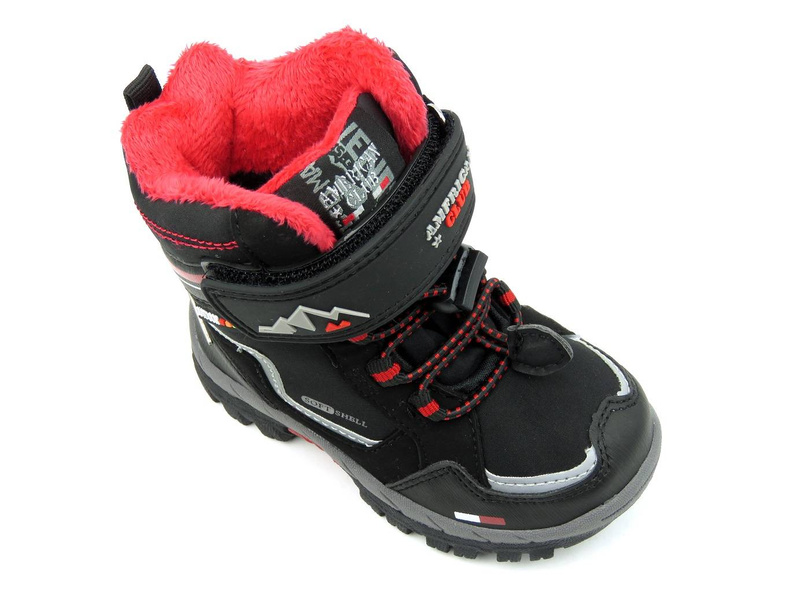 Ciepłe śniegowce dziecięce AMERICAN CLUB Soft Shell HL 31/21(22), czarne z czerwienią