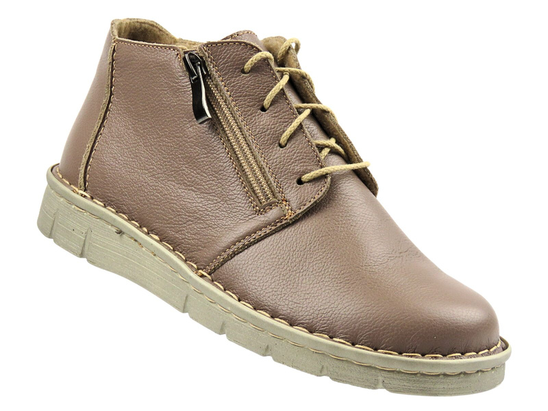 Wygodne trzewiki damskie Nika Komfort 1388, taupe – beż