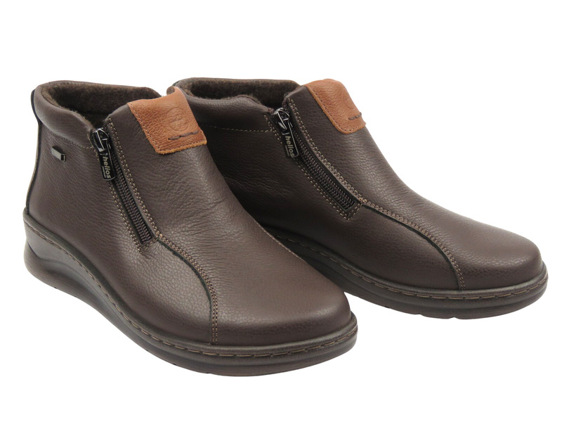 Wygodne botki damskie z miękkiej skóry brązowe Helios 786