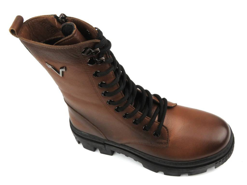 Trapery damskie skórzane - VACARRO 493, brązowe