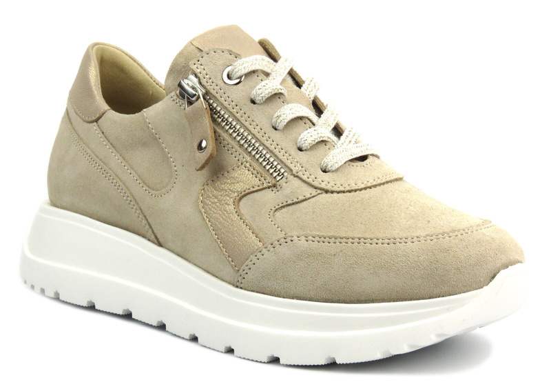 Sneakersy damskie na platformie - KAMPA N819, beżowe