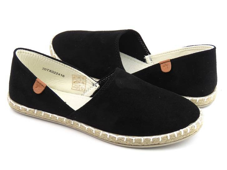 Espadryle damskie z wyciętą cholewką - N.E.W.S. 20TX02-2416, czarne