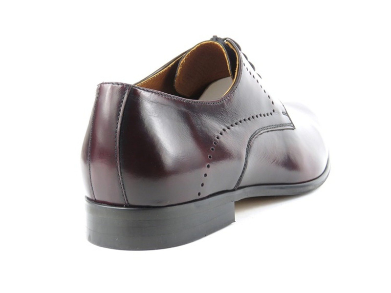 Skórzane derby męskie Conhpol 6754, wiśniowe