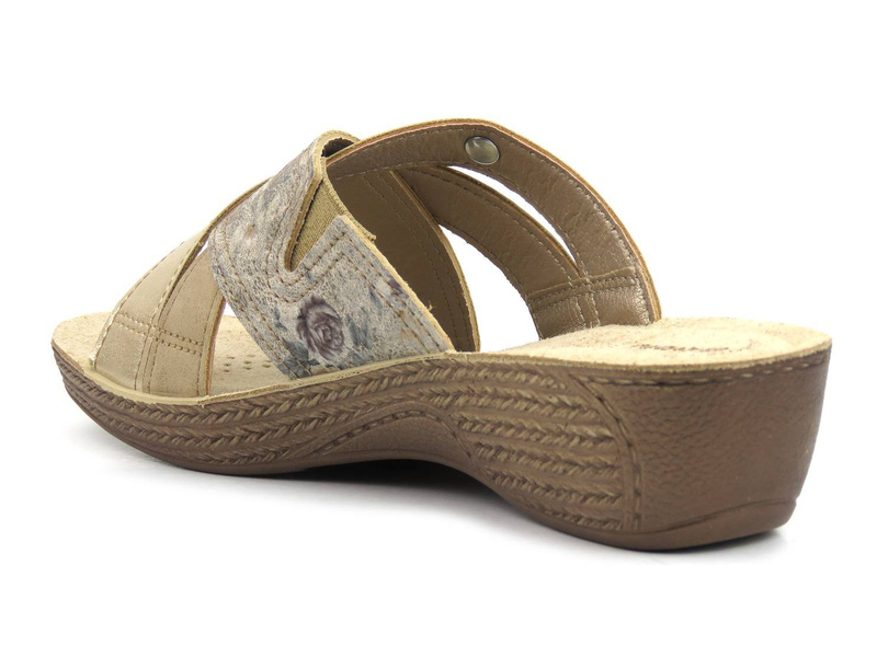 Klapki damskie z trzema paskami - Inblu GL-38, platynowe