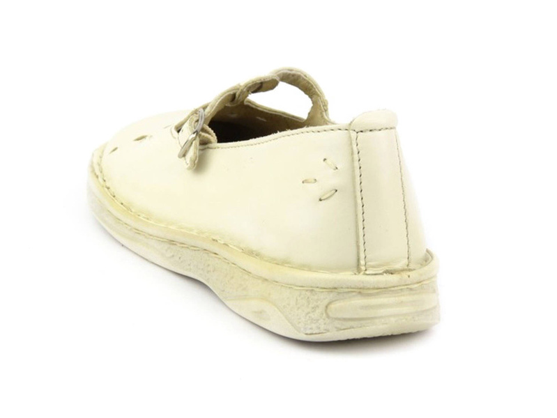 Skórzane półbuty dla dziewczynki - Helios 429, kremowe
