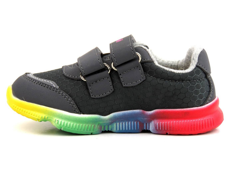 Sneakersy dziecięce z kolorową podeszwą - WEESTEP R366153031, ciemnoszare