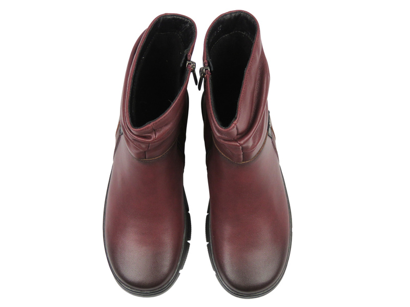 Stylowe, ocieplane botki damskie Cambell 25-19304, bordowe