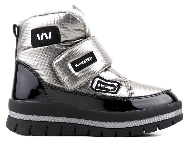 Ciepłe śniegowce dziecięce na rzep - WEESTEP R531858811TH, srebrne