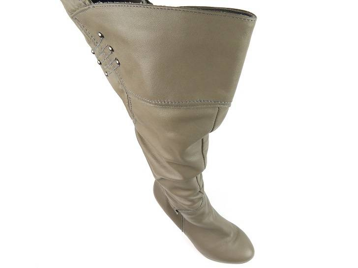 Skórzane kozaki damskie na szpilce - ZYCH & STASZEWSKI 2213, szare