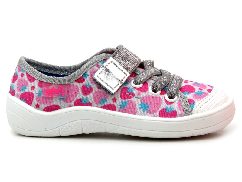 Buty dziecięce, trampki BEFADO 251X190, białe w truskawki