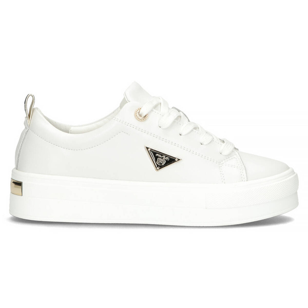 Skórzane sneakersy damskie na platformie - Filippo DP3533/24, białe