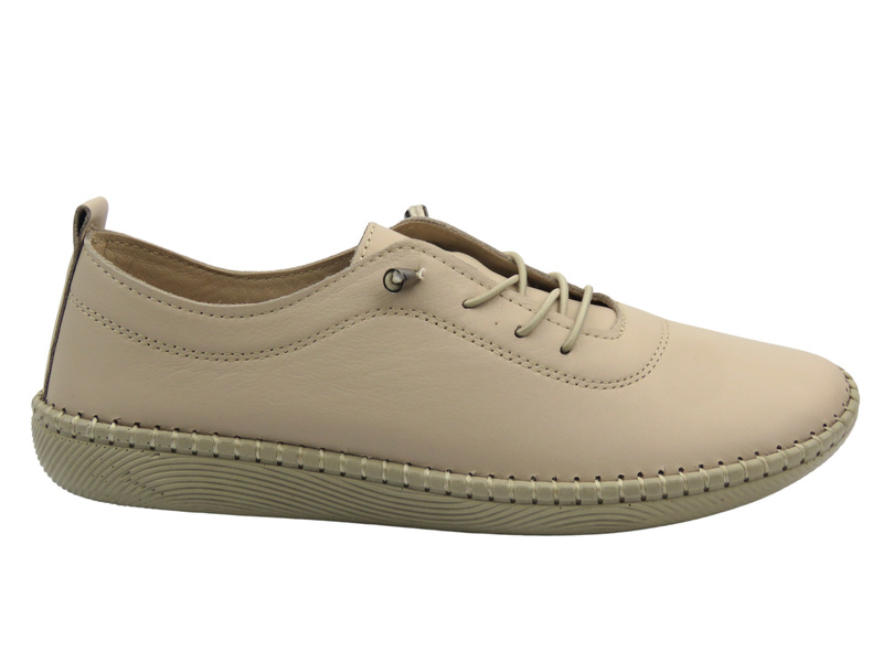 Skórzane półbuty damskie w sportowym stylu jasnoszare Nika Komfort H2023