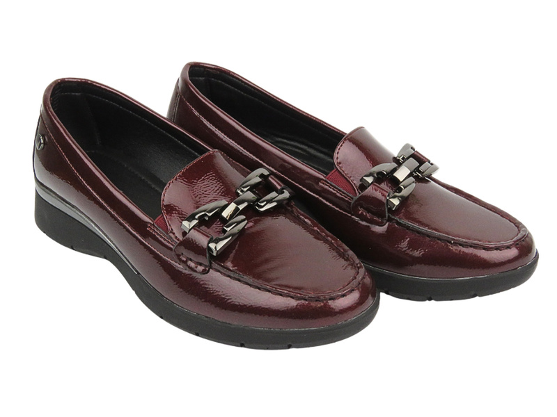 Półbuty Mokasyny Damskie - Inblu IC-21 Bordowe - Wsuwane