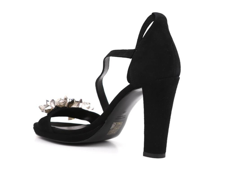 Sandały damskie na słupku - Uncome 36301, czarne