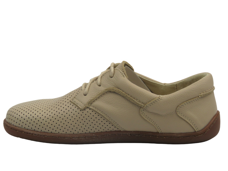 BareFoot skórzane minimalistyczne buty damskie ecru Helios Komfort 715-2B 