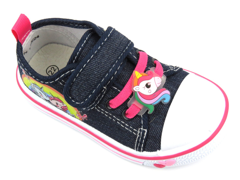 Trampki dziecięce z jednorożcem - American Club TEN 133/24, granatowe