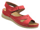 Skórzane sandały damskie na rzep czerwone Helios Komfort 142