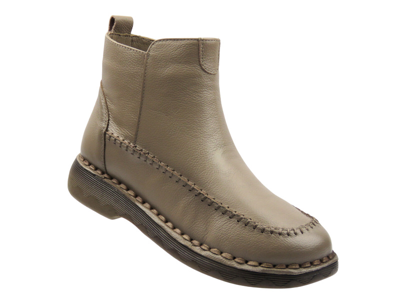 Lekkie, Wygodne Botki Damskie - Cambell 25-15304 Khaki Na Zamek