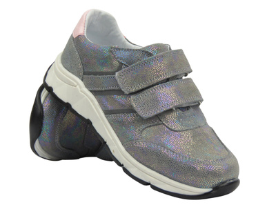 Buty sportowe dziecięce na rzepy - Jamet 395, srebrne