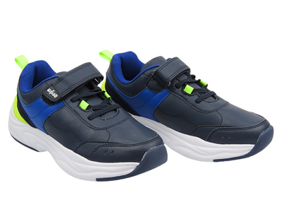 Sportowe buty młodzieżowe na rzep granatowe Befado 516Q258 