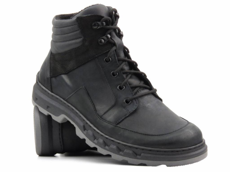 Trzewiki, trapery męskie ocieplane - WASAK 0220, czarne