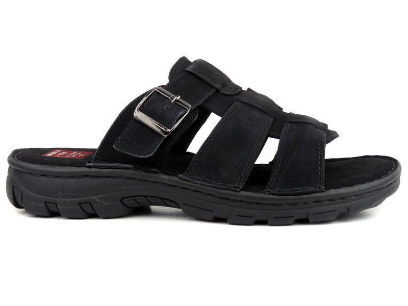 Klapki męskie z zapięciem na klamrę - AMERICAN CLUB CY09/21, czarne