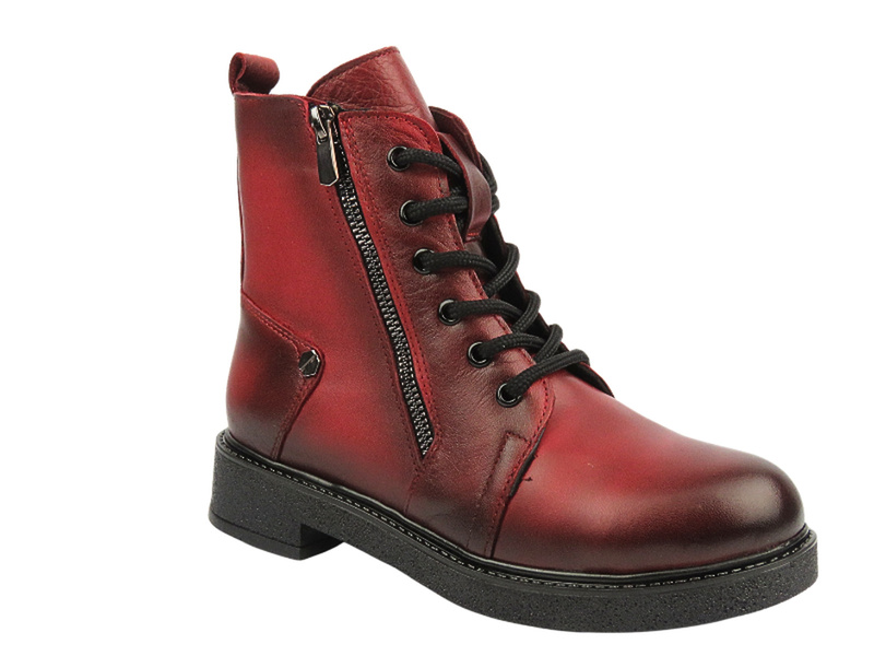 Botki damskie skórzane - VACARRO 1001, czerwone