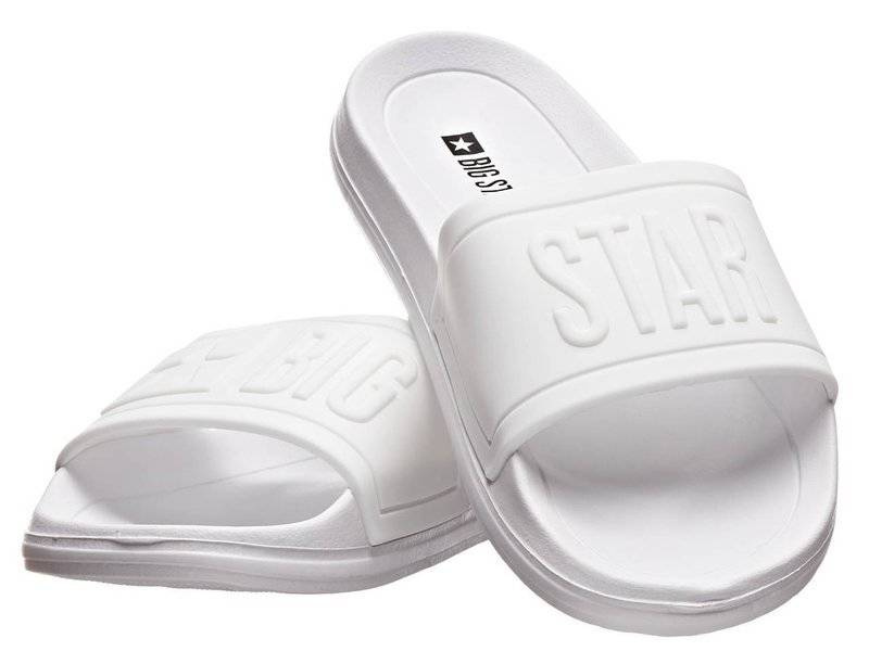 Klapki damskie na grubej podeszwie - Big Star DD274A268, białe