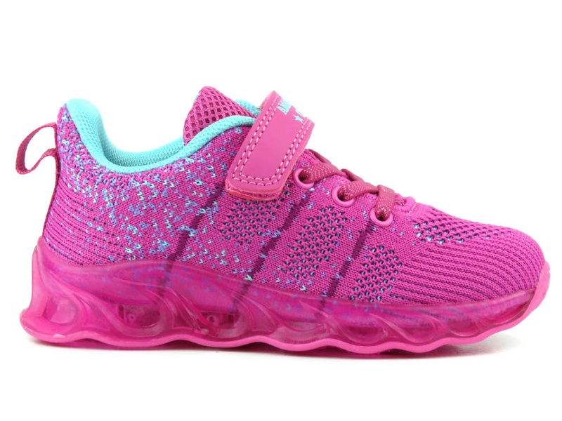 Sportowe buty dziecięce z systemem LED - AMERICAN CLUB ES131/23, różowe
