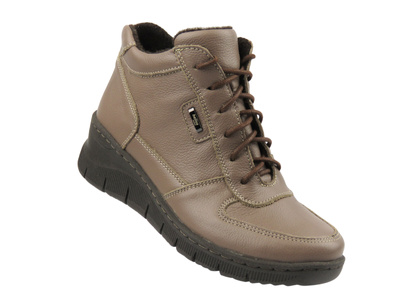 Skórzane botki damskie polskiego producenta - HELIOS Komfort 543S, khaki
