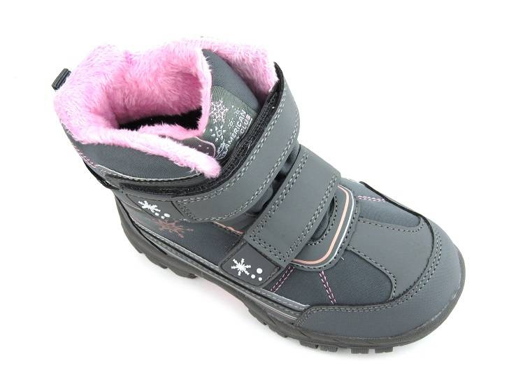 Śniegowce dziecięce na rzepy - AMERICAN CLUB Softshell HL 39/22, szare