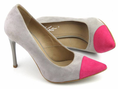 Zamszowe czółenka na szpilce - KATI 1831, szare