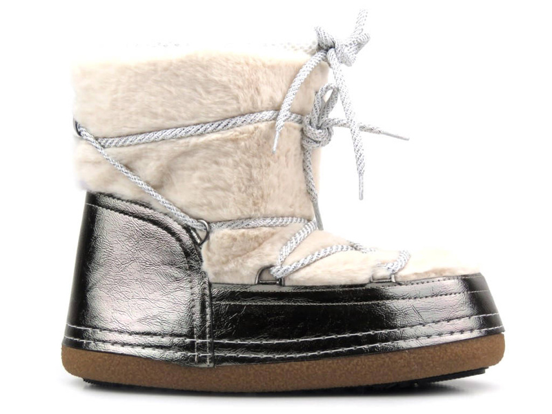 Śniegowce damskie, buty zimowe futerkowe - VENEZIA OB-011, beżowe