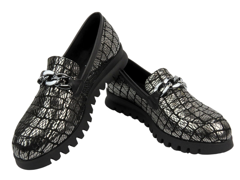 Lordsy Damskie VENEZIA A006LESIOBM028 Srebrne Wsuwane