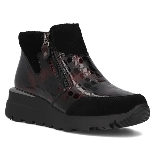 Botki damskie na platformie - Filippo DBT6348/24, bordowe