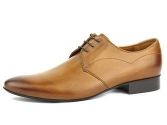 Skórzane derby męskie wizytowe Conhpol 4755, brązowe