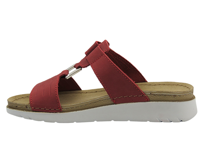 Klapki damskie z regulowanym paskiem na rzep czerwone Inblu CN-07GU