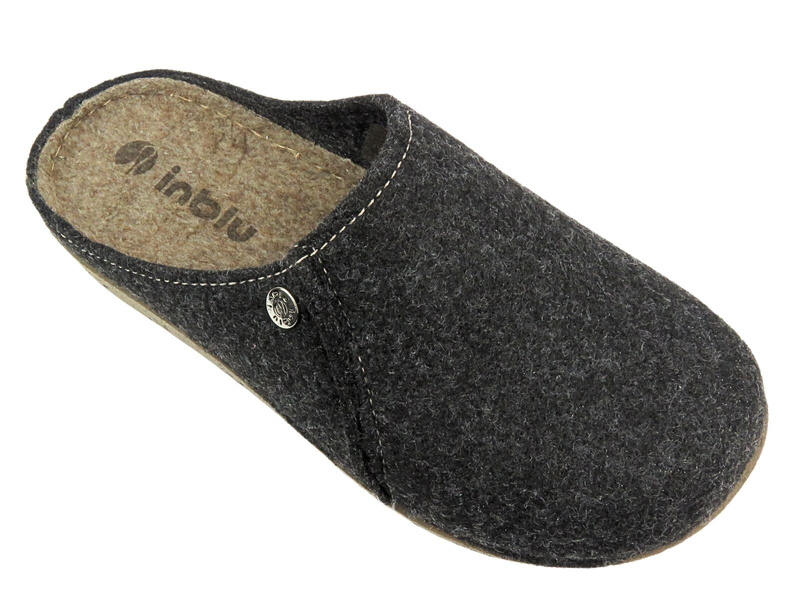 Kapcie Męskie Filcowe Na Grubej Podeszwie Inblu MT-11 Szare Wsuwane