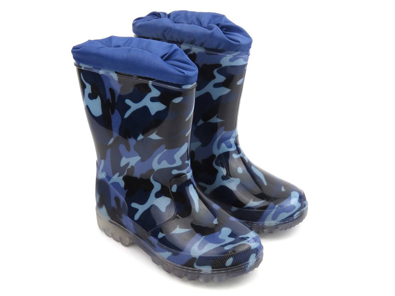 Wysokie kalosze dziecięce moro - WOJTYŁKO 4321G, granatowe